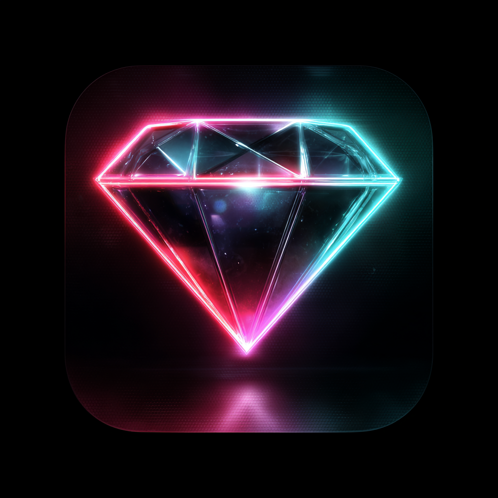 Diamond icon in Neon Glow style