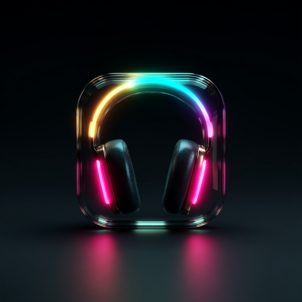 Headphones icon in Neon Glow style